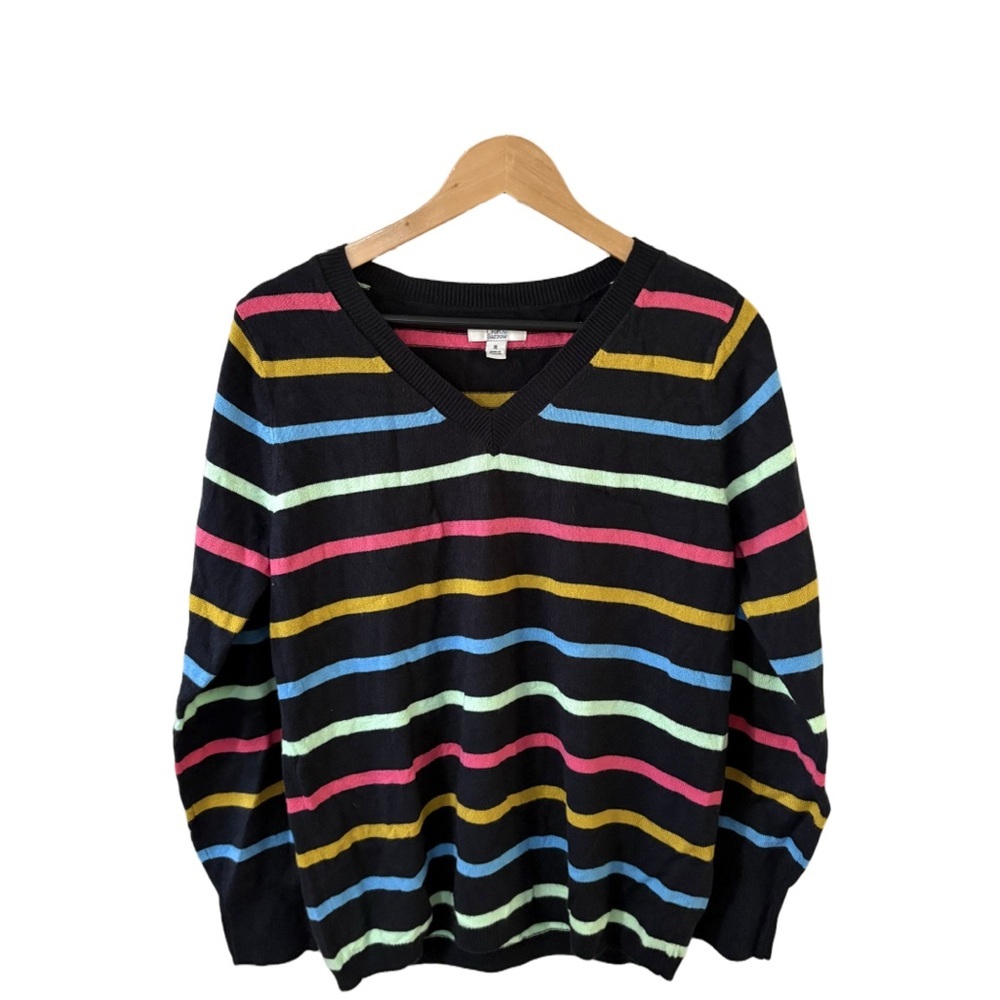 Croft & Barrow Multicolor Striped V-Neck Sweater – Size M